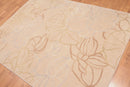 5' x 6'9" Contemporary Floral 100% Wool Area rug Beige