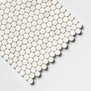 Snow White, Bianco Dolomiti Honed Penny Round Marble Mosaics 11 1/4x11 3/4