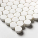 Snow White, Bianco Dolomiti Honed Penny Round Marble Mosaics 11 1/4x11 3/4