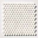 Snow White, Bianco Dolomiti Honed Penny Round Marble Mosaics 11 1/4x11 3/4