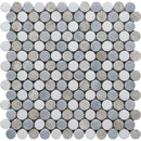 Snow White, Silver Shadow, Allure Light Multi Finish Penny Round 6 Marble Mosaics 10 1/16x11 13/16