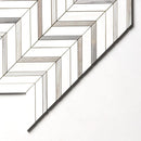 Snow White, Skyline Honed Chevron Fusion Waterjet Marble Mosaics 16x11 7/8