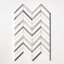 Snow White, Skyline Honed Chevron Fusion Waterjet Marble Mosaics 16x11 7/8