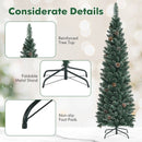 Snowy Artificial Pencil Christmas Tree with Pine Cones by LJGDeals