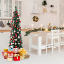 Snowy Artificial Pencil Christmas Tree with Pine Cones by LJGDeals