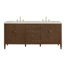 James Martin Myrrin 72" Double Bathroom Vanity, Mid-Century Walnut