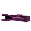Giovanni Velvet Chaise Sectional Sofa with Storage