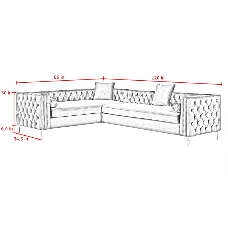 Giovanni Velvet Corner Sectional Sofa