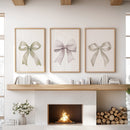 Aesthetic Bow Wall Art Set of 3. Neutral Gallery Set by Wall Art Set