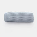 Soft gray blush & blue cotton waffle towel bath set for bathroom by Decorbites