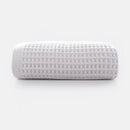 Soft gray blush & blue cotton waffle towel bath set for bathroom by Decorbites