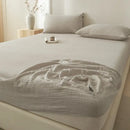 GobekUsa Cotton Fitted Sheet: Wrinkled Yarn, Nordic Comfort, All Seasons Bed Cover