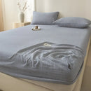 GobekUsa Cotton Fitted Sheet: Wrinkled Yarn, Nordic Comfort, All Seasons Bed Cover