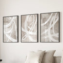 Modern Minimalist Abstract Triptych. Neutral Brush Stroke Art by Wall Art Set