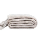 GobekUsa Knit Throw Blanket Ivory Pink Solid Soft Plaid Tassels 50"x62"