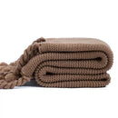 GobekUsa Knit Throw Blanket Ivory Pink Solid Soft Plaid Tassels 50"x62"