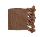GobekUsa Knit Throw Blanket Ivory Pink Solid Soft Plaid Tassels 50"x62"