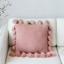 Soft tassel knit cushion cover living room pillow case by Decorbites