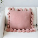 Soft tassel knit cushion cover living room pillow case by Decorbites