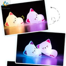 Soft white cat led night light bedroom silicone decor by Decorbites