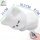 Soft white cat led night light bedroom silicone decor by Decorbites