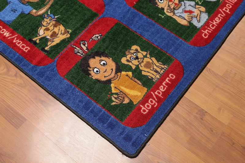 5'6" x 7'6" Inside Outside 100% Nylon Full Pile Play Area Rug Blue