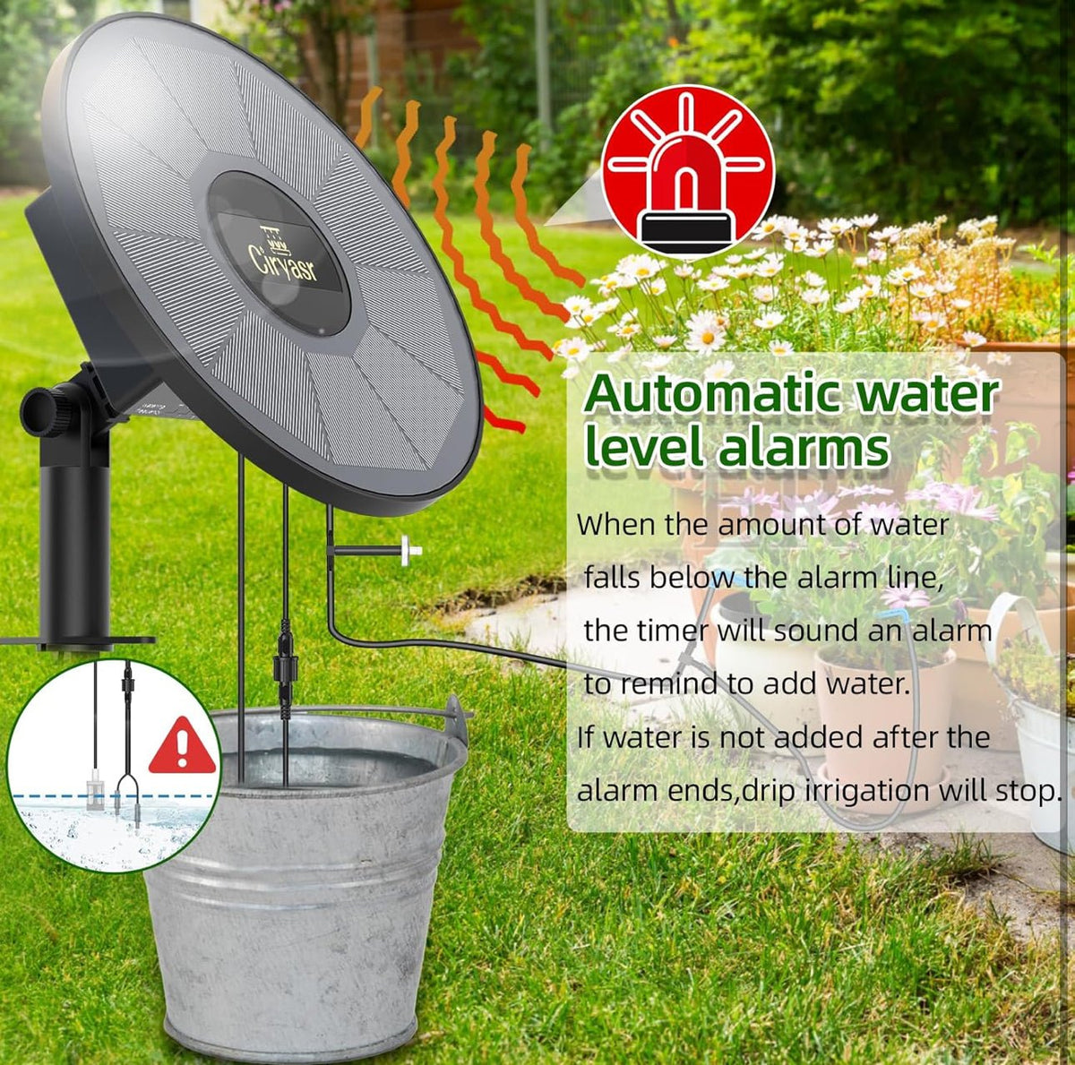 Solar Drip Irrigation System Kit, Automatic Watering System with 6 Timer Modes With 15 Heads, photo 5 of 8