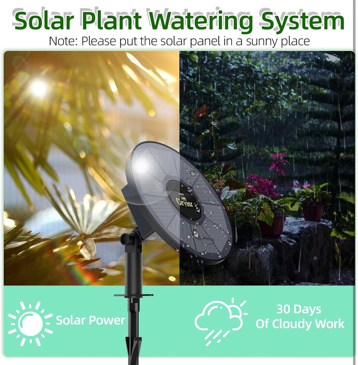 Solar Drip Irrigation System Kit, Automatic Watering System with 6 Timer Modes With 15 Heads, photo 2 of 8
