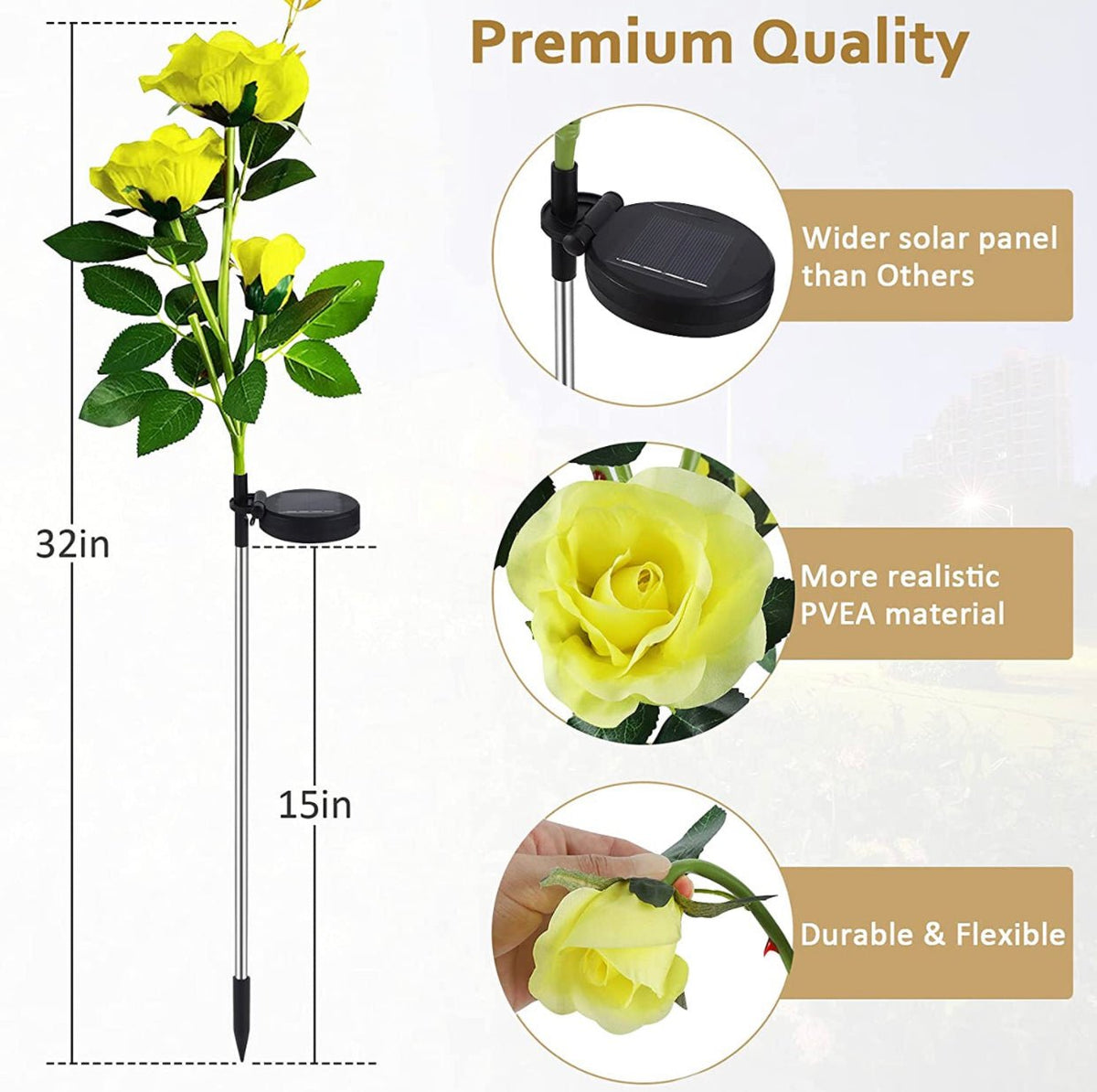Solar LED Rose Flower Light (2 Pack), photo 7 of 18
