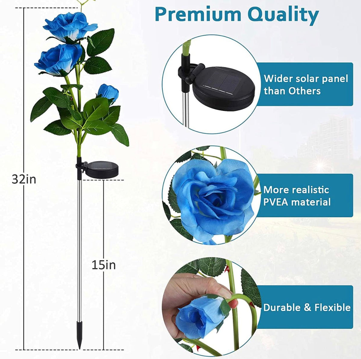 Solar LED Rose Flower Light (2 Pack), photo 9 of 18