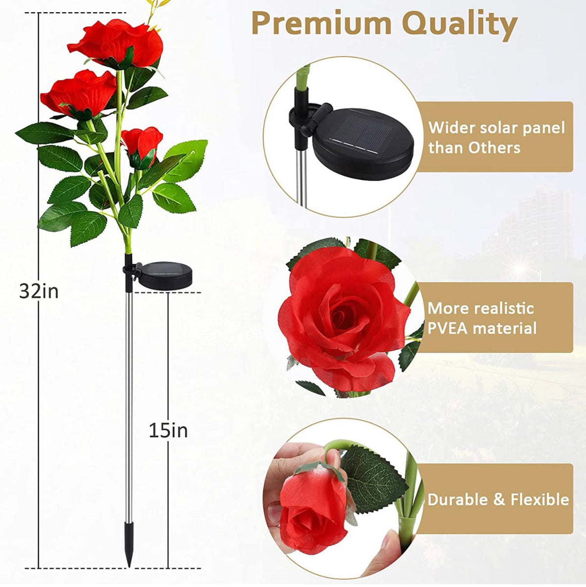 Solar LED Rose Flower Light (2 Pack), photo 11 of 18