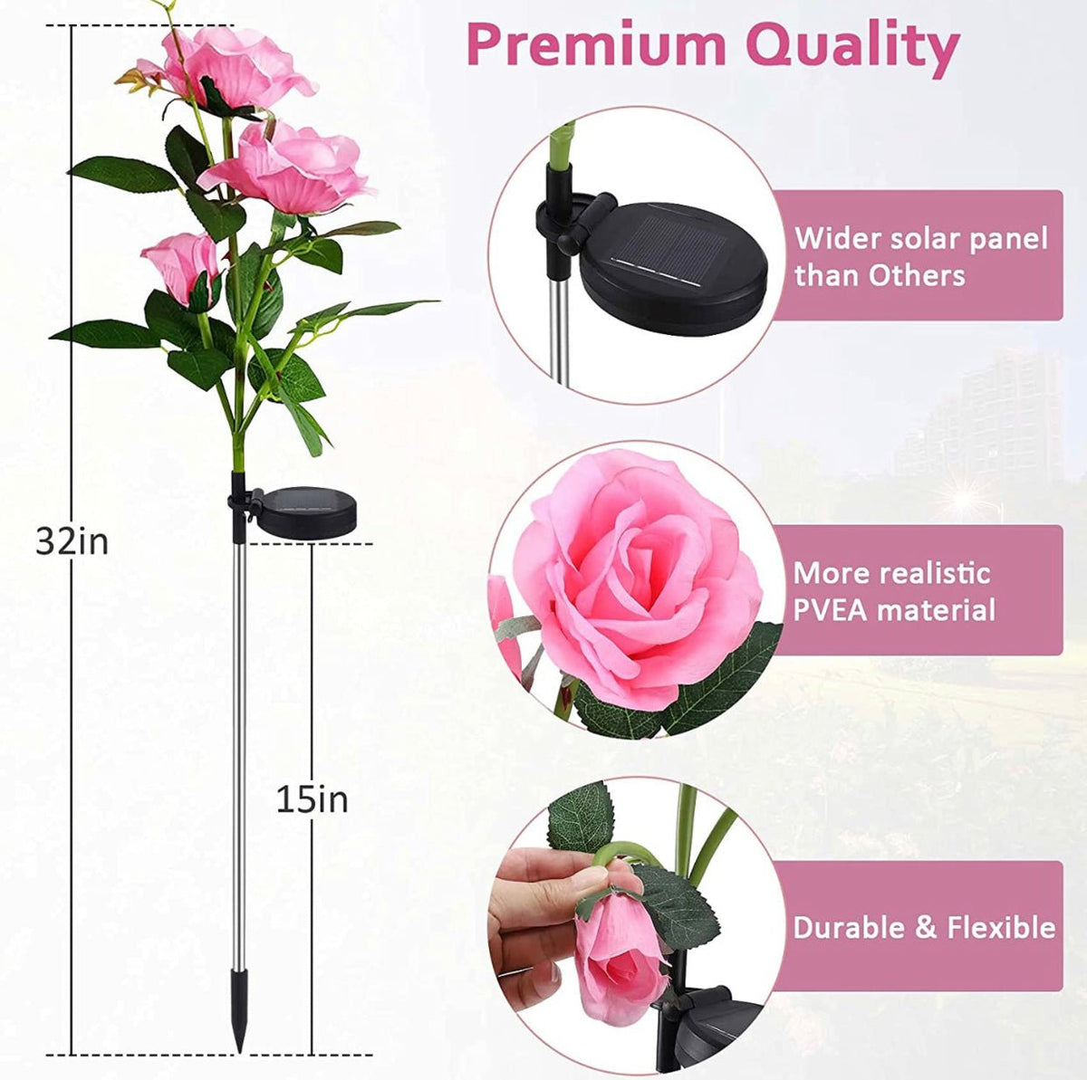Solar LED Rose Flower Light (2 Pack), photo 10 of 18