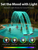 Solar Pool Fountain with 10-Color 4-Modes Lights, Dual Spray Waterfall Sprinkler 360° Adjustable, Compatible with Above & Inground Pools