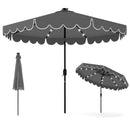 9.3 Feet Solar Patio Umbrella with 24 LED Lights Vented Top and Ruffles-Beige by LJGDeals