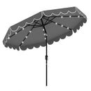 9.3 Feet Solar Patio Umbrella with 24 LED Lights Vented Top and Ruffles-Beige by LJGDeals