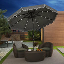 9.3 Feet Solar Patio Umbrella with 24 LED Lights Vented Top and Ruffles-Beige by LJGDeals