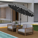 9.3 Feet Solar Patio Umbrella with 24 LED Lights Vented Top and Ruffles-Beige by LJGDeals