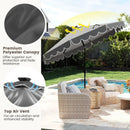 9.3 Feet Solar Patio Umbrella with 24 LED Lights Vented Top and Ruffles-Beige by LJGDeals