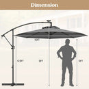 10 Feet 360° Rotation Solar Powered LED Patio Offset Umbrella without Weight Base-Gray by LJGDeals