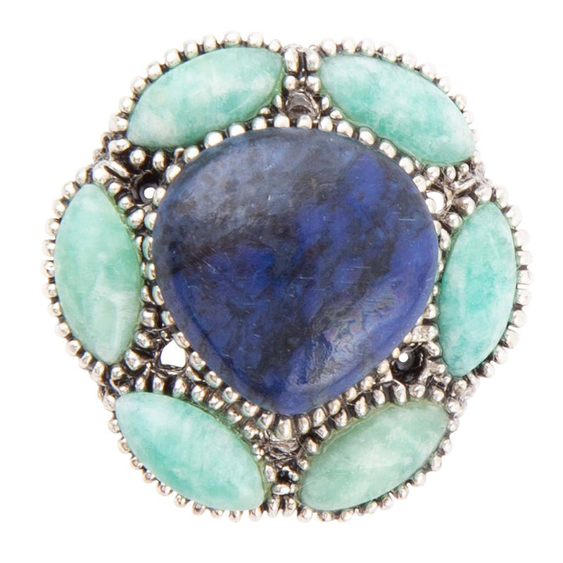Soledad Blue Denim Lapis & Amazonite Sterling Silver Ring