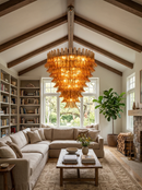 Solene Amber Glass Petal Chandelier