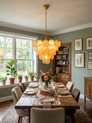 Elegant Gold Murano Disc Chandelier