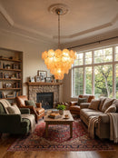 Elegant Gold Murano Disc Chandelier