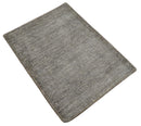 Solid 2x3 Brown Hand Knotted Entryway Silk Area Rug | TRD29784