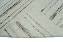 Solid 5x8 and 8x10 Ivory and brown Woolen Chunky and Soft Berber Area Rug | BER4