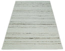 Solid 5x8 and 8x10 Ivory and brown Woolen Chunky and Soft Berber Area Rug | BER4