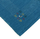 Hand Loomed Wool Area Rug Solid Blue Border Design with Accents by The Rug Decor