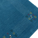 Hand Loomed Wool Area Rug Solid Blue Border Design with Accents by The Rug Decor