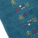 Hand Loomed Wool Area Rug Solid Blue Border Design with Accents by The Rug Decor