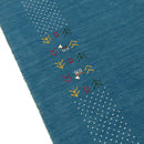 Hand Loomed Wool Area Rug Solid Blue Border Design with Accents by The Rug Decor